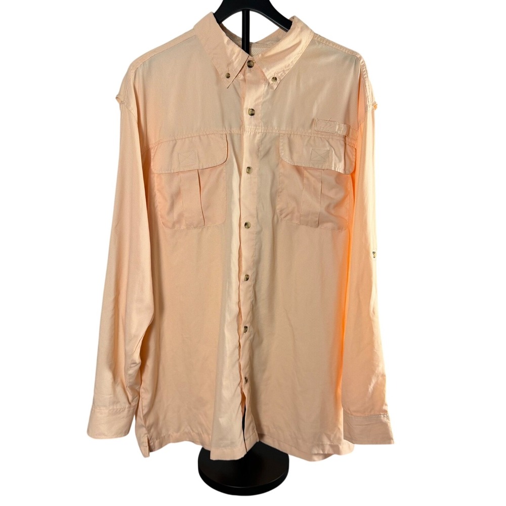 Berkley Mens‎ XL Peach Micro Check Long Sleeve Fishing Shirt Ventilated WM5137
